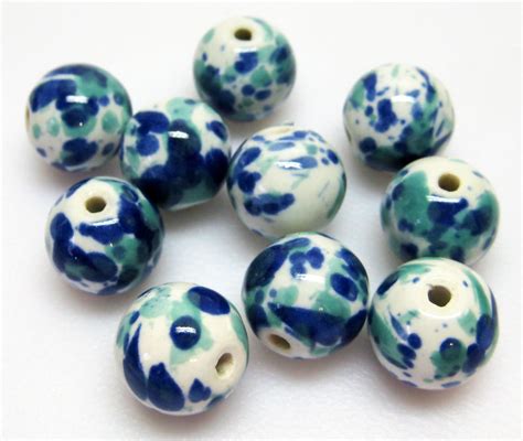 14mm Blue And White Ceramic Beads Blue Beads Beading