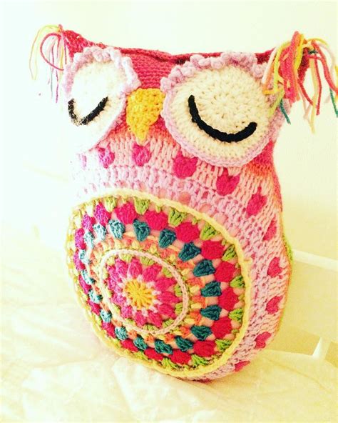 Colorful Crochet Owl Pillow Pattern