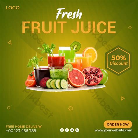 Fresh Fruit Juice Social Media Food Banner Design Psd Free Download