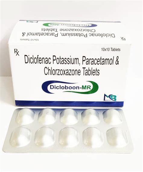 Dicloboon MR Diclofenac Potassium Paracetamol And Chlorzoxazone Tablets