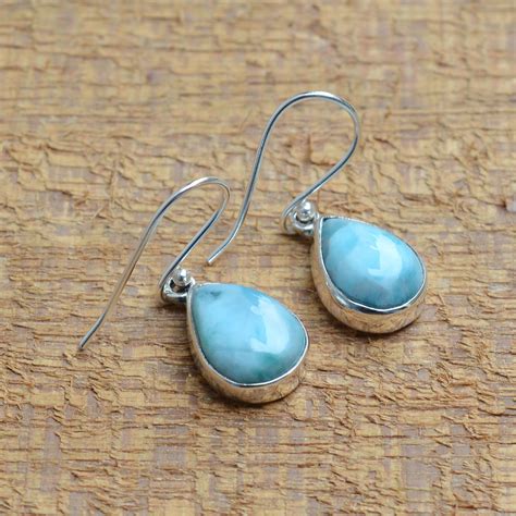 Larimar Ohrringe 925 Sterling Silber Ohrringe Larimar Etsy