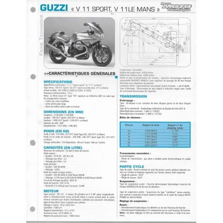 Guzzi V Sport V Le Mans Fiche Technique E T A I