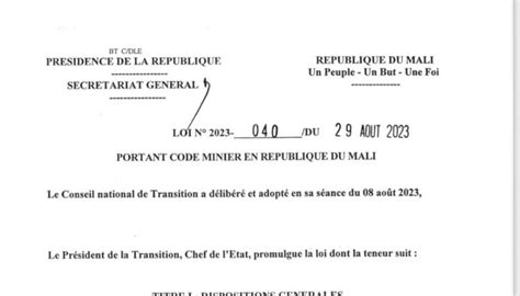 Nouveau Code Minier Du Mali La Participation Gratuite De Letat Au