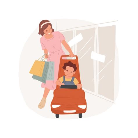 Premium Vector Mall Stroller Isolated Cartoon Vector Illustration