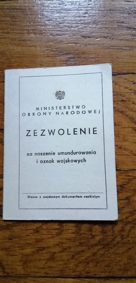 Legitymacja Zezwolenie Na Noszenie Munduru Odznak 13369735211