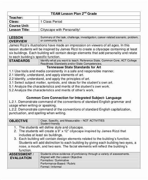 20 2nd Grade Lesson Plan Template Simple Template Design