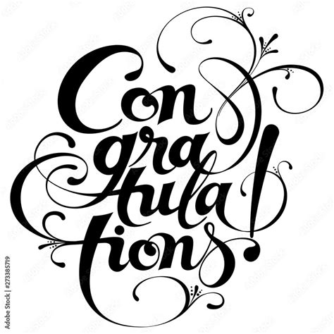 Congratulations Vector Version Of My Own Calligraphy Stock Vector