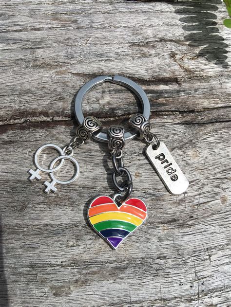 Lesbian Pride Keychain Lesbian Keyring Rainbow Key Chain Etsy