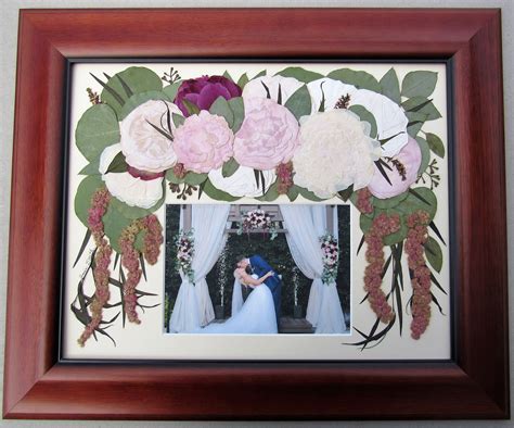 Hand Crafted Pressed Flower Art Preserved Bridal Bouquet With Wedding