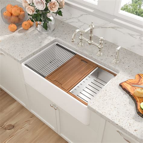 Snapklik White Farmhouse Sink Sarlai Inch Farm Kitchen