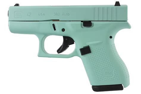 Glock 42 380 Auto Eggshell Blue Cerakote Single Stack Pistol