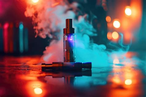 Premium Photo Vape Atomizer Produces Colored Smoke With Soft Focus