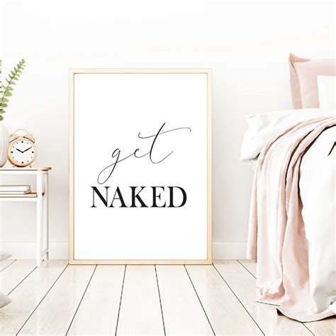 Black White Typography Bathroom Wall Art Naked Quote Canvas Print