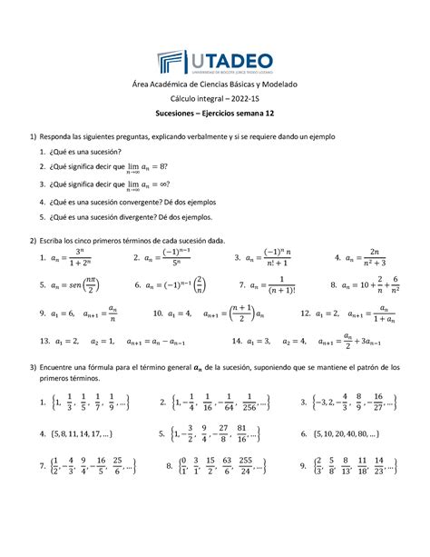 S12 Ejercicios Sucesiones rea AcadÈmica de Ciencias Bsicas y