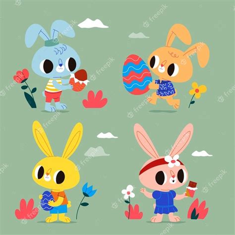 Free Vector Cute Easter Bunny Collection