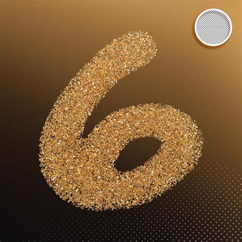 Premium PSD | Golden Glitter Number 6