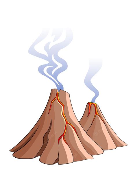 Premium Vector Volcanic Mountains Hot Lava Erupt Smoke Blowing Up