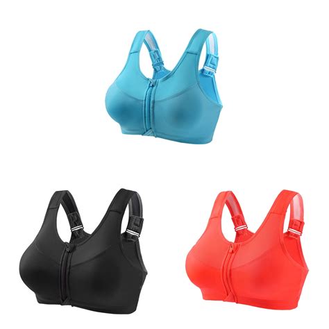 Pxxlle Piece Plus Size Womens Sports Bra Front Zipper Closure Bras