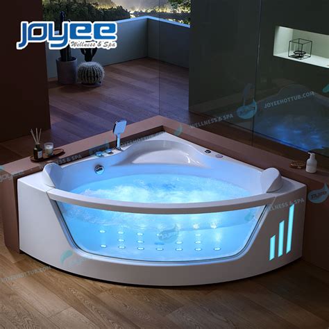 Joyee Hotel Villa Corner Glass Skirt Acrylic Hot Tub 2 People Whirlpool Bath Massage Bathtub