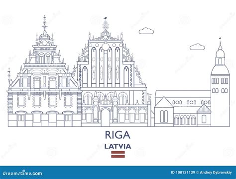 Riga City Skyline, Latvia stock vector. Illustration of latvia - 100131139