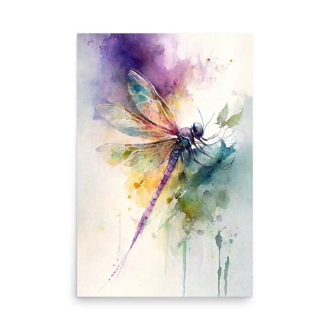 Dragonfly Watercolor Painting, Dragonfly Wall Art, Dragonfly Decor ...