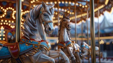 Realistic 3d Rendering Of A Carousel Horse In Motion Stock Illustration