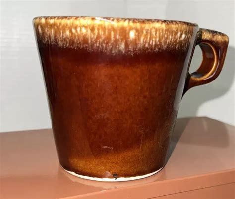 VINTAGE HULL POTTERY Brown Drip Glaze Oven Proof Coffee Cup Mug 3 5