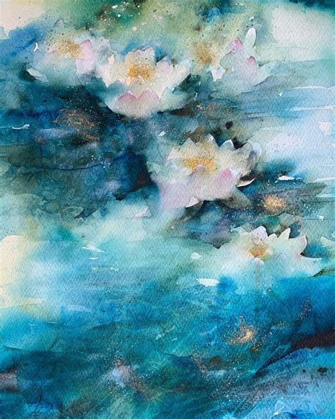 Jean Haines Watercolors On Instagram Quiet Relection Waterlilies In