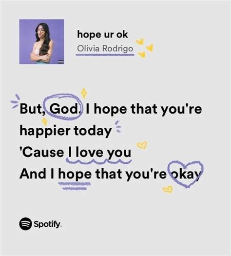 Olivia Rodrigo SOUR Hope Ur Ok Spotify Lyrics Aesthetic Lyrics