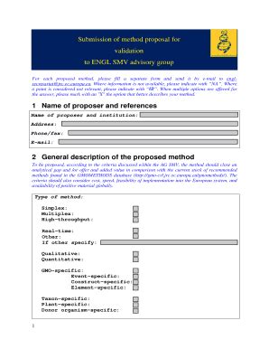 Fillable Online Gmo Crl Jrc Ec Europa Submission Of Method Proposal For