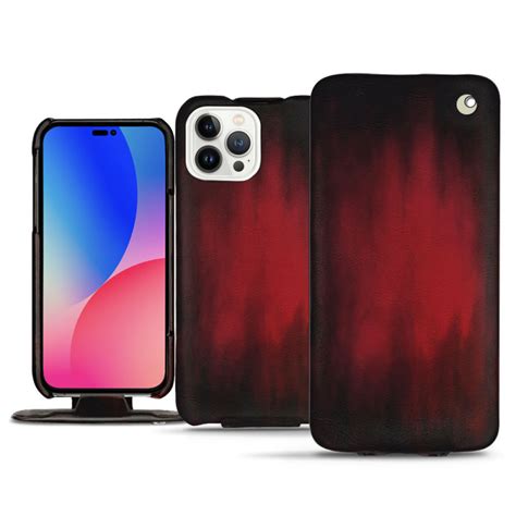 Housse Cuir Apple IPhone 14 Pro Max Rabat Vertical Rouge Cuir Patine