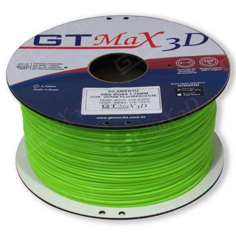 Filamento ABS Verde Fluorescente Premium MG94 GTMax 3D 1 75mm