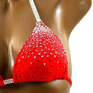 NPC IFBB Competition Bikini Bright Red Ombre Bikini Suit