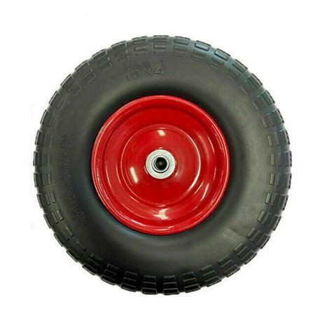 D2U 13 Inch Trolley Wheel With Solid Red Steel Rim Replacement Flat