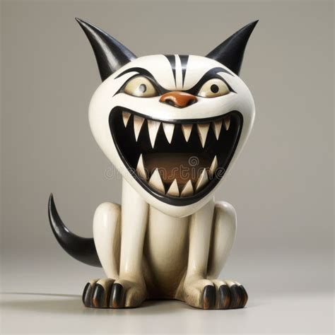 Scary Cat Figurine with Big Teeth - Vintage Cartoon Style Stock ...