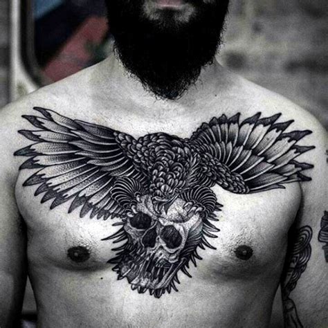 Flying eagle with human skull in clutches black and white detailed ...