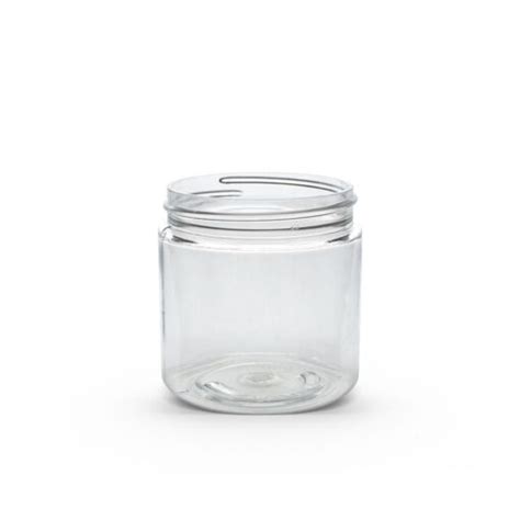 Clear PET Straight Sided Jar 4 Oz Wide Opening And Thick Walls FH