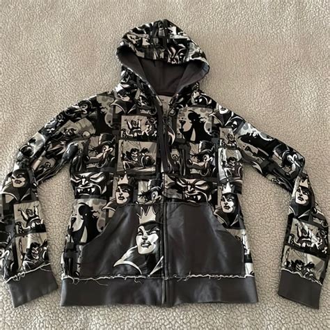 Disney Tops Disneyland Parks Black And White Villain Zip Up Hoodie