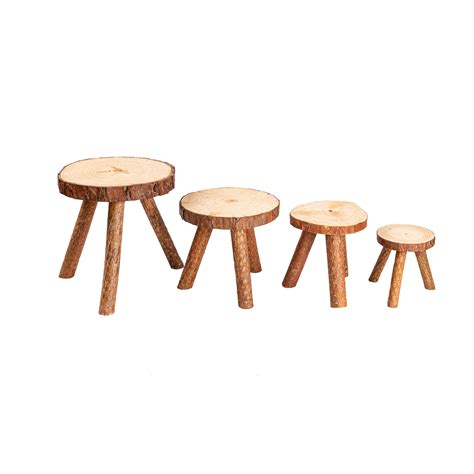 Rustic Tree Trunk Slices Wood Three Legged Plant Stand, Vase Stand ...