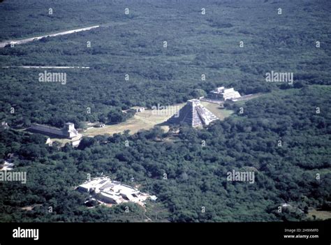 Chichen Itza Mexico. 12/27/1985. Aerial image of Chichen Itza ruins ...