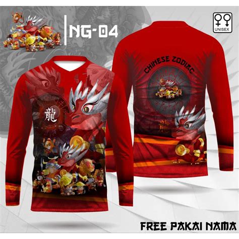 Jual Jersey Imlek Shio Naga Lengan Panjang Kaos Imlek Naga 2024 Baju