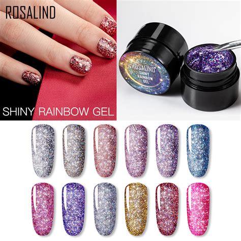 Jual Rosalind Shiny Rainbow Gel Polish Ml Rosalind Glitter Pot