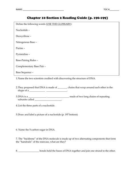 Dna Structure Worksheet — db-excel.com