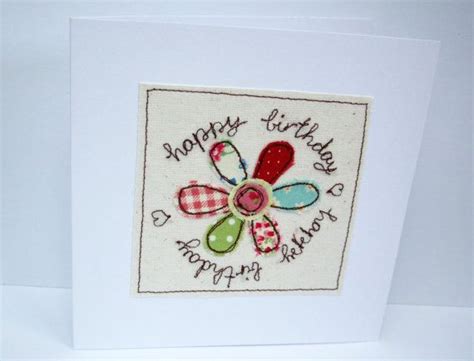 Birthday Card With Machine Embroidered Patchwork By Nikelcards 3 80