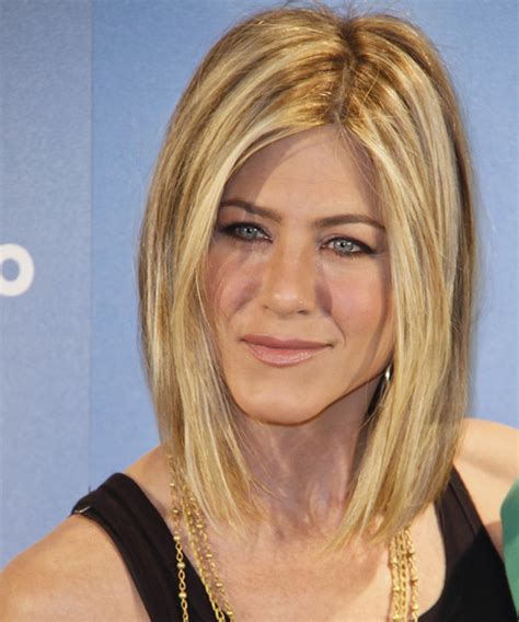 Jennifer Aniston Medium Straight Golden Blonde Hairstyle With Light