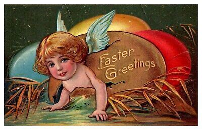 Postcard Easter Greetings Angel Egg World S Fair Seattle