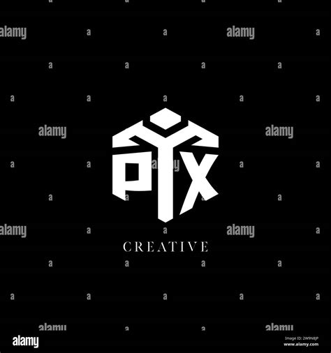 Initial Px Logo Hexagon Shape Geometric Style Vector Graphic Stock