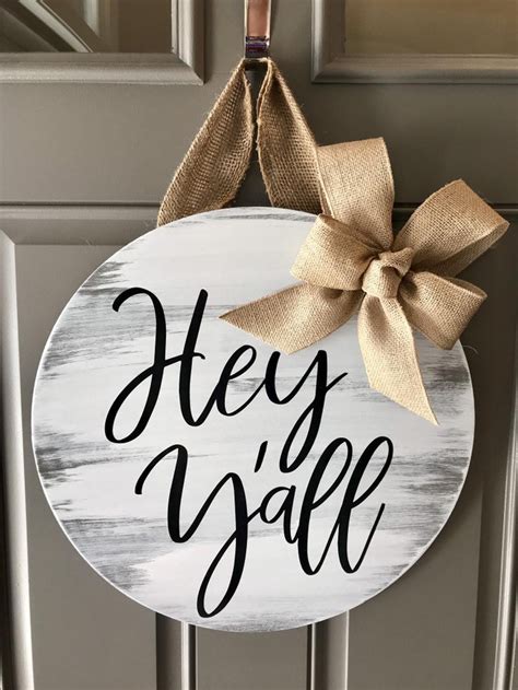 Hey Y All Door Hanger Hey Y All Sign Front Door Etsy In Door