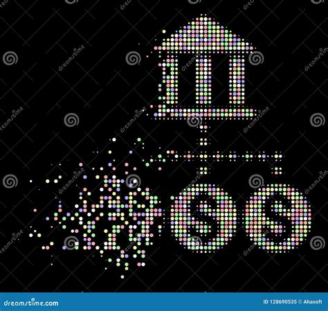 Icono De Semitono Punteado Descompuesto Luz De La Estructura Del Banco