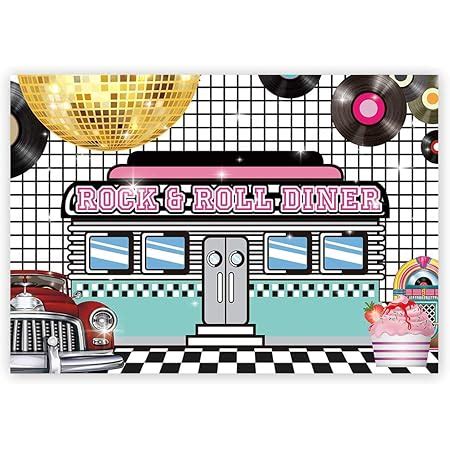 Funnytree X Ft S Retro Rock N Roll Diner Party Backdrop Sock Hop